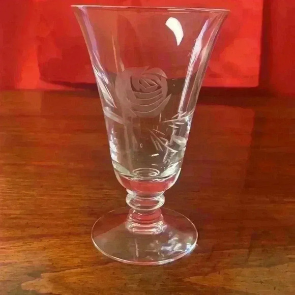 Fostoria Crystal Juice Glasses Pattern is Rose….Vintage 1950’s - Picture 2 of 9